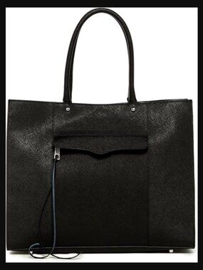Rebecca Minkoff Saffiano Leather Large MAB Tote Shoulder Bag Black $295.00
